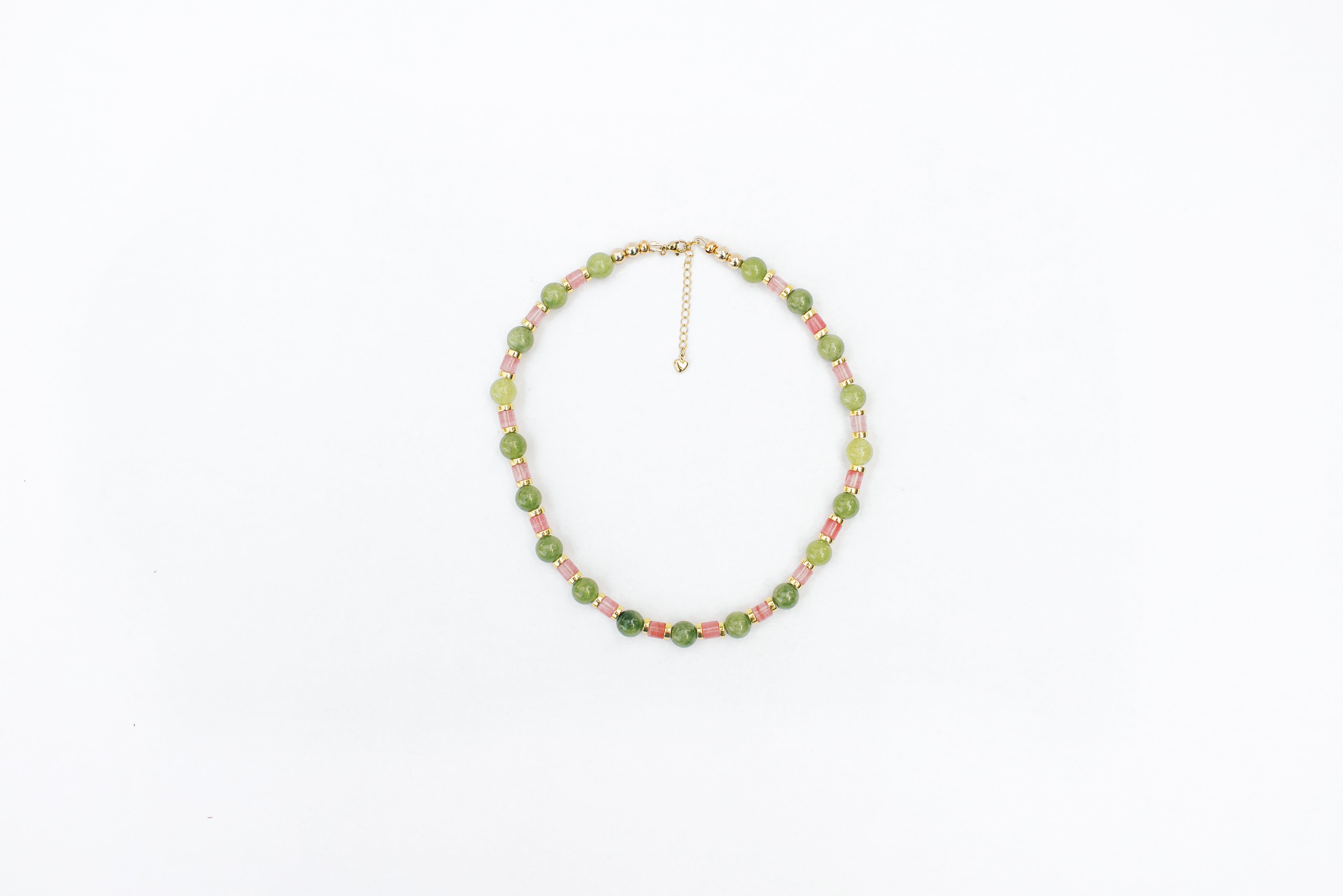 Green Peridot and Pink Agate Necklace