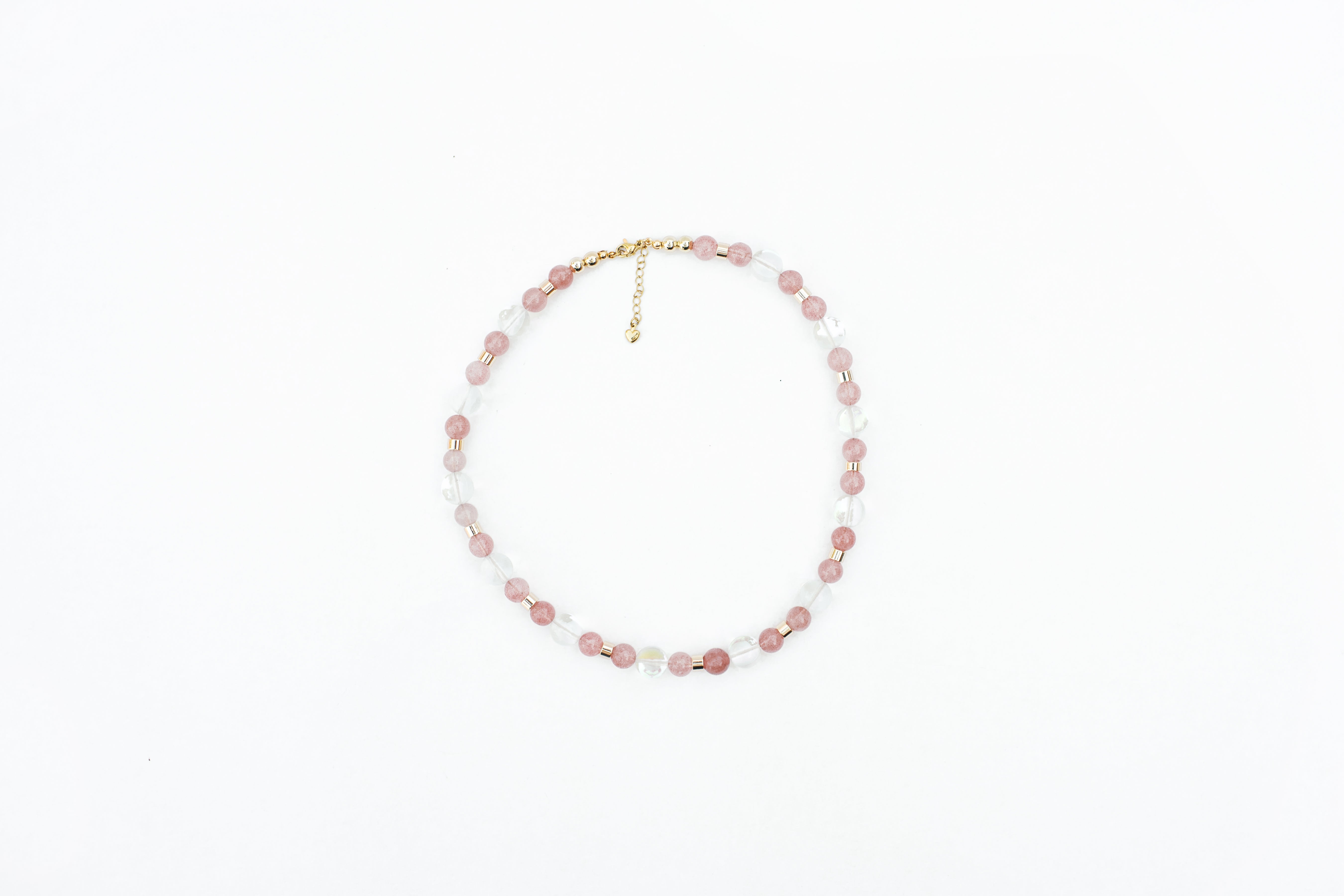Strawberry Quartz and Clear Faceted Quartz Necklace