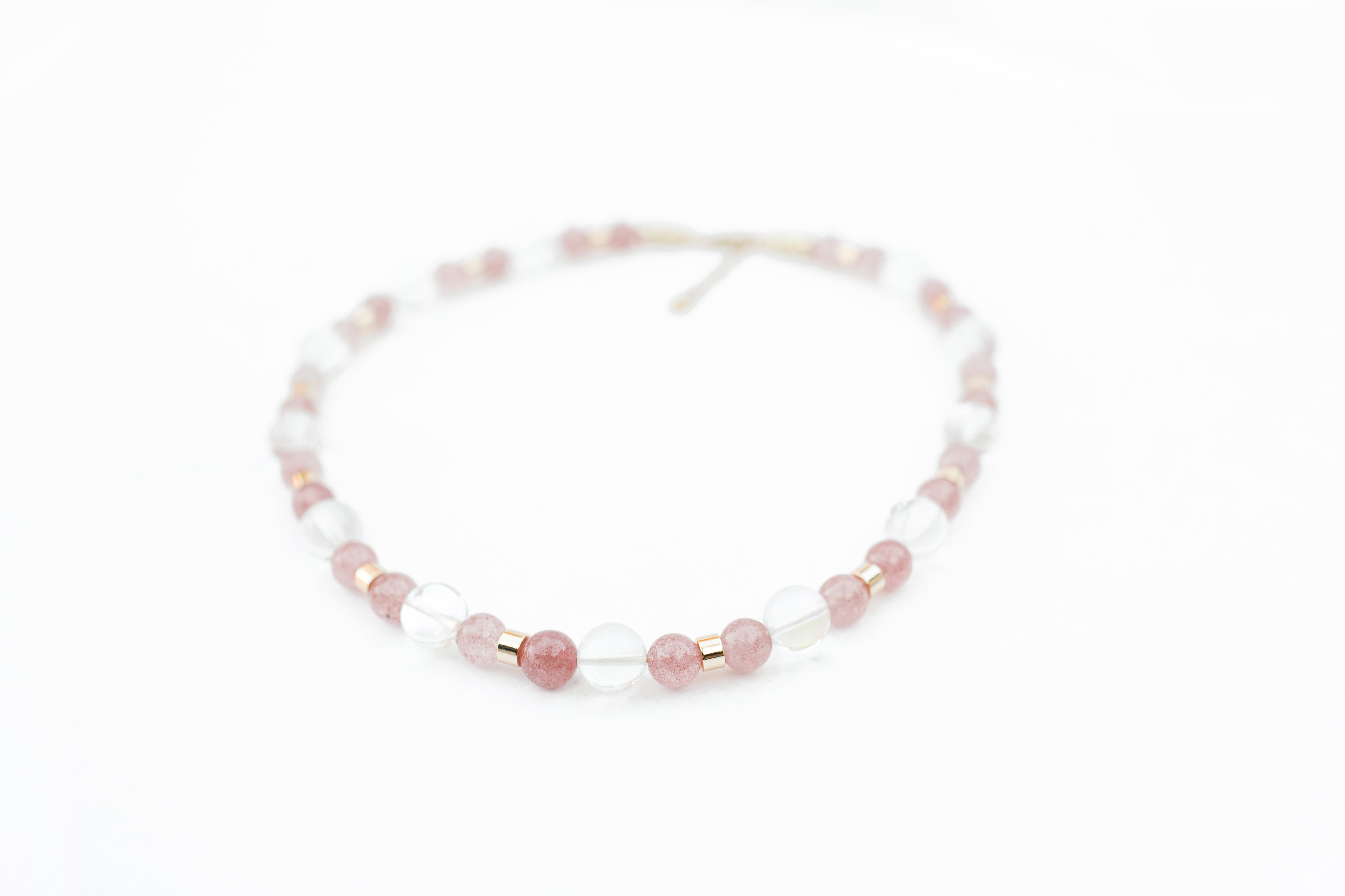 Strawberry Quartz and Clear Faceted Quartz Necklace