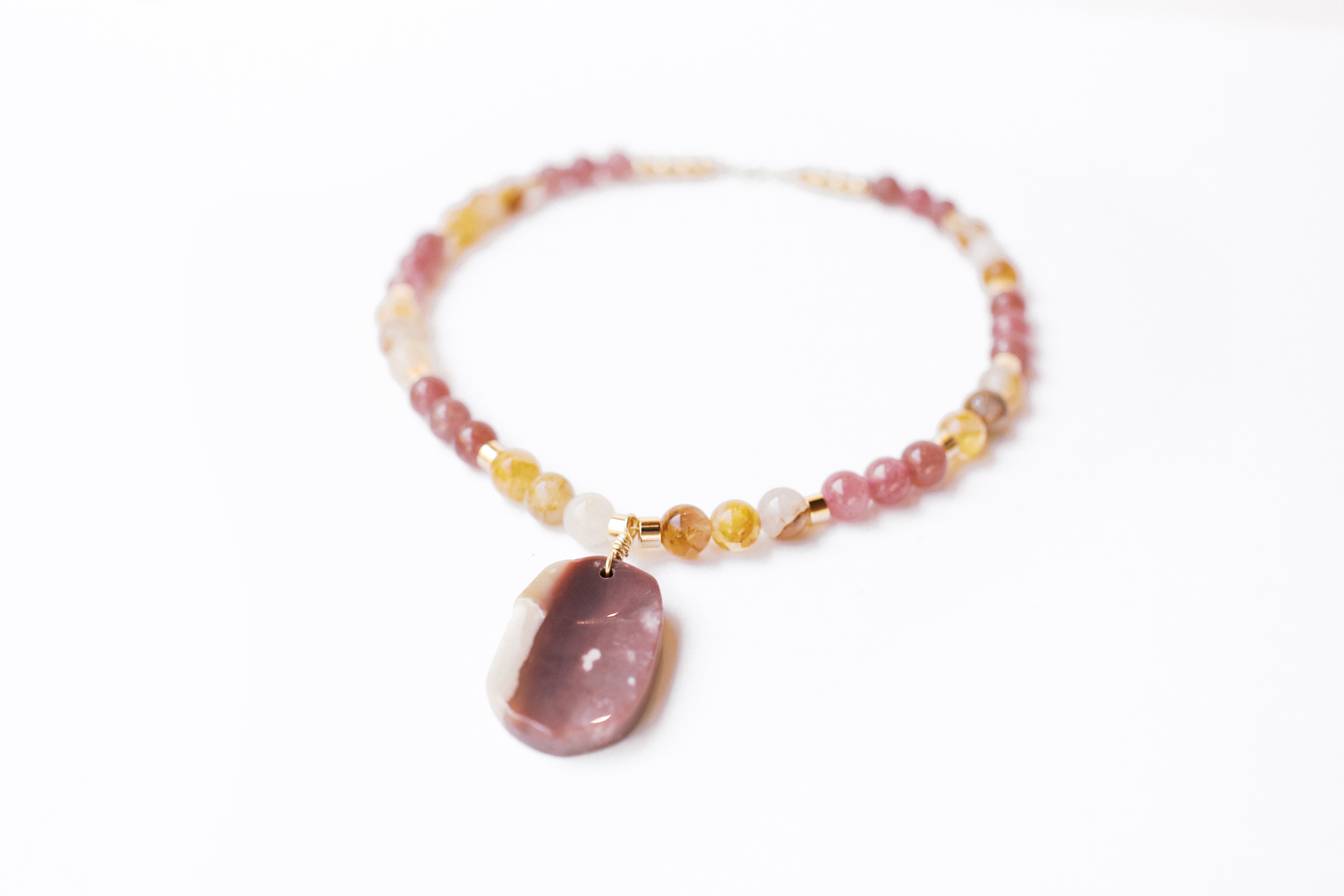 Strawberry and Rutilated Quartz Necklace