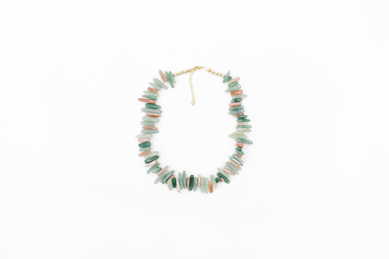Jade and Rose Quartz Stone Necklace