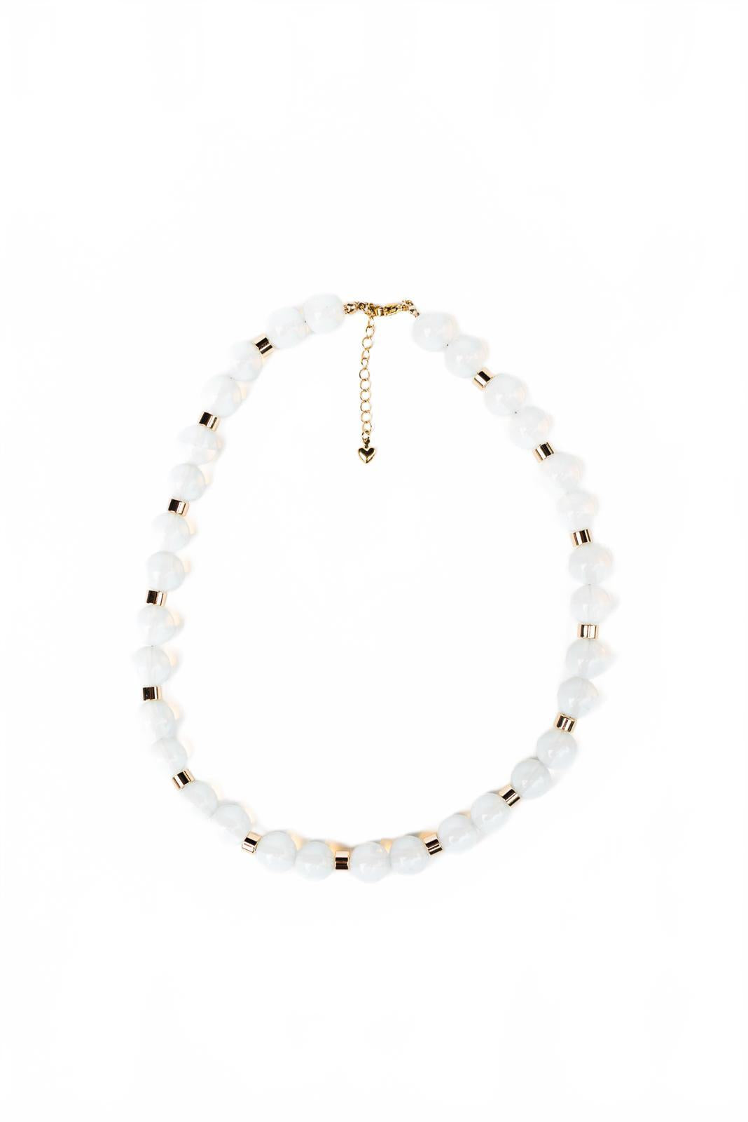 Clear Opalite and Gold Beaded Necklace