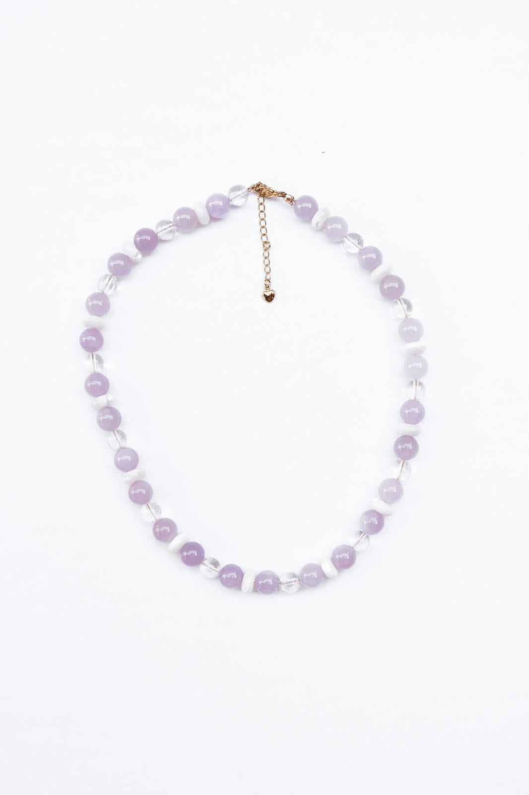 Crystal Quartz and Lavender Jade Beaded Necklace
